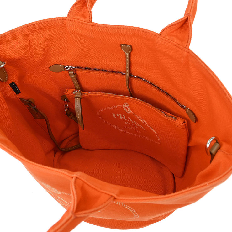 Prada Orange Canvas Canapa 2way Tote Handbag 1BG163 204 AQ00001