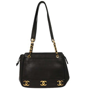 Chanel Black Calfskin Triple CC Shoulder Tote Bag AQ00003