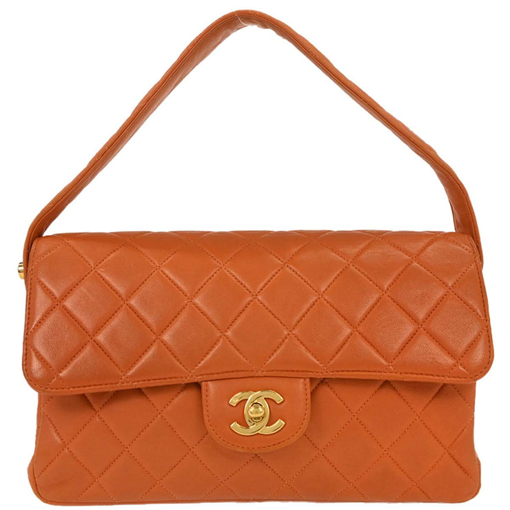 Chanel Orange Lambskin Double Sided Flap Handbag AQ00004