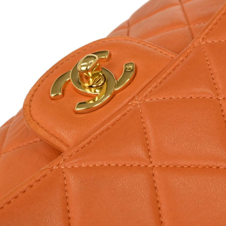 Chanel Orange Lambskin Double Sided Flap Handbag AQ00004