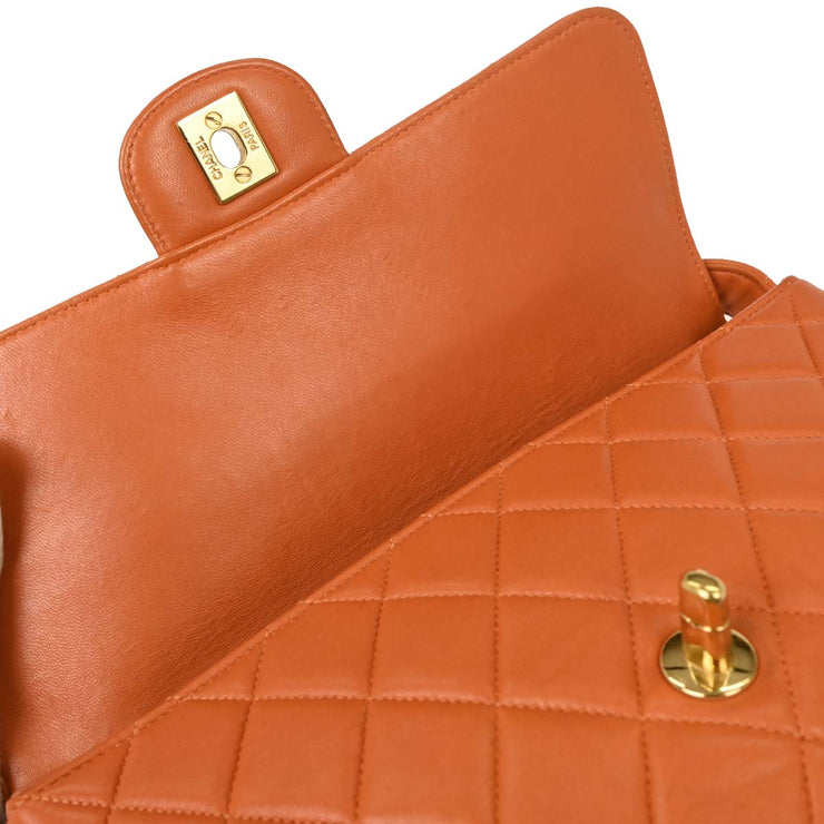 Chanel Orange Lambskin Double Sided Flap Handbag AQ00004