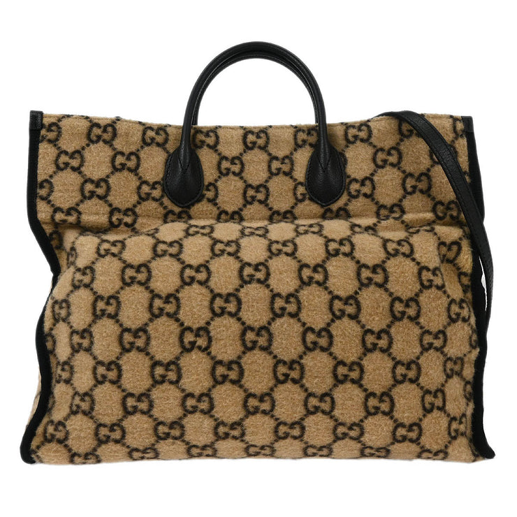 Gucci Beige Wool GG Tote 2way Handbag 598169 493492 AQ00014