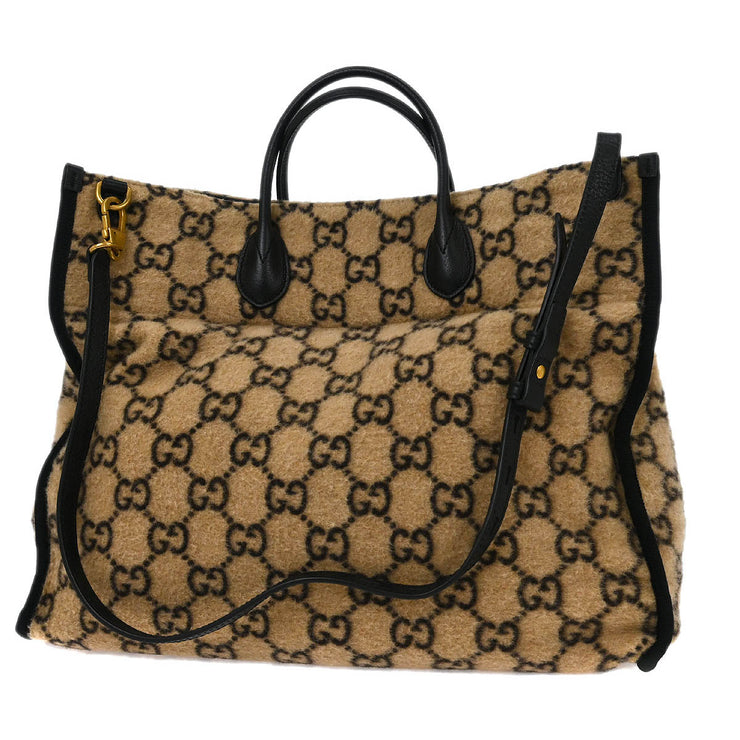 Gucci Beige Wool GG Tote 2way Handbag 598169 493492 AQ00014