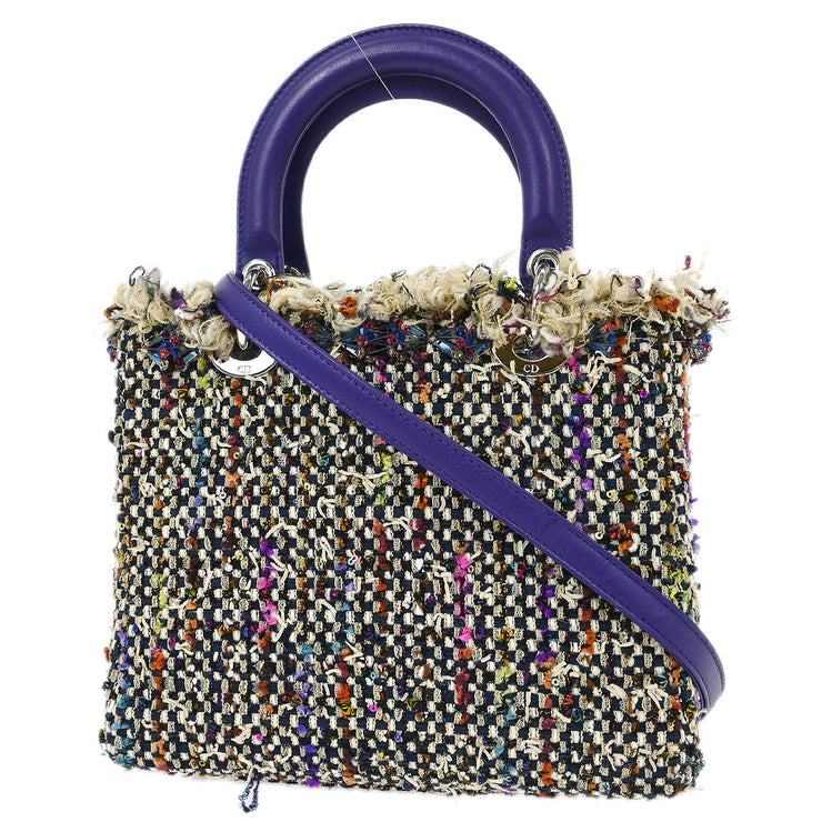 Christian Dior Purple Wool Lady Dior 2way Handbag 18-MA-1103 AQ00021