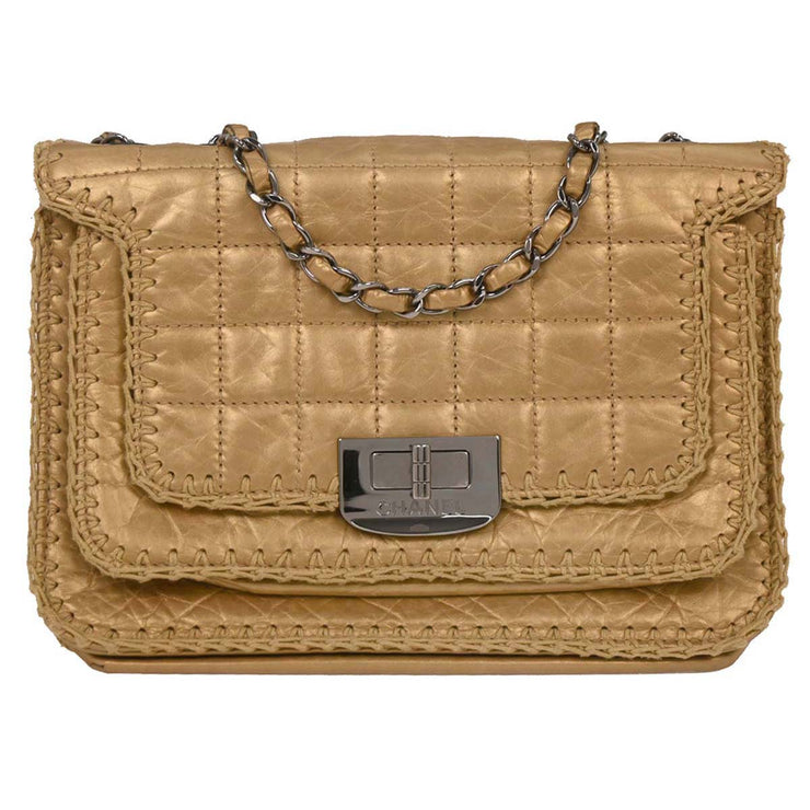 Chanel Gold Calfskin Mademoiselle Lock Shoulder Bag AQ00037