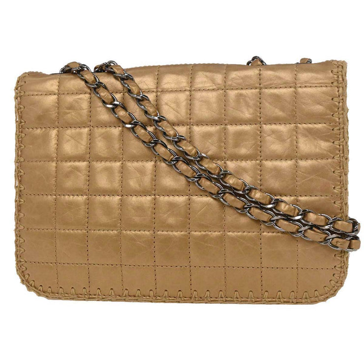 Chanel Gold Calfskin Mademoiselle Lock Shoulder Bag AQ00037