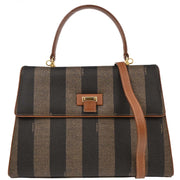 Fendi Black PVC Pequin 2way Handbag 18-B 14603 2 05 AQ00039