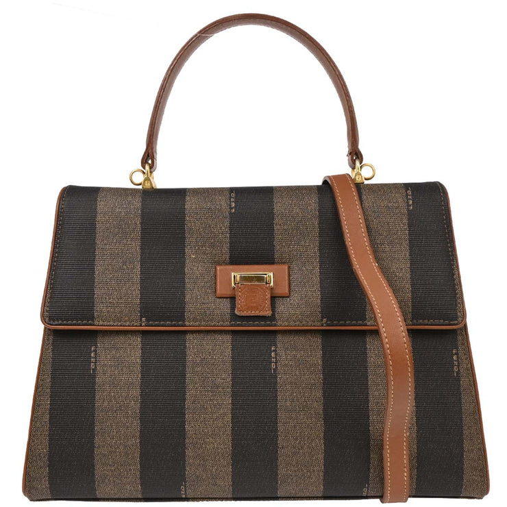 Fendi Black PVC Pequin 2way Handbag 18-B 14603 2 05 AQ00039