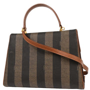 Fendi Black PVC Pequin 2way Handbag 18-B 14603 2 05 AQ00039