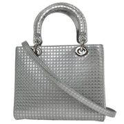 Christian Dior Silver Lady Dior Cannage 2way Handbag 12-BO-1115 AQ00044
