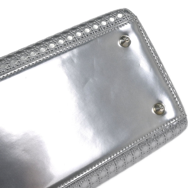 Christian Dior Silver Lady Dior Cannage 2way Handbag 12-BO-1115 AQ00044
