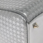 Christian Dior Silver Lady Dior Cannage 2way Handbag 12-BO-1115 AQ00044