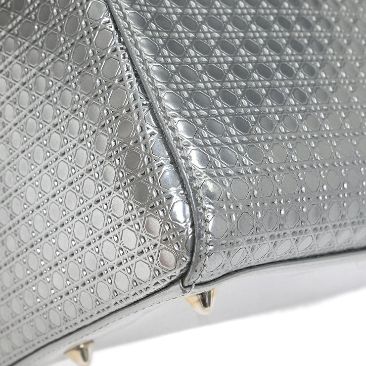 Christian Dior Silver Lady Dior Cannage 2way Handbag 12-BO-1115 AQ00044