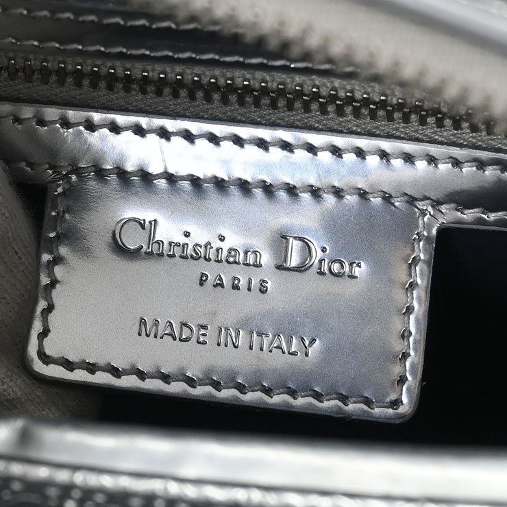 Christian Dior Silver Lady Dior Cannage 2way Handbag 12-BO-1115 AQ00044