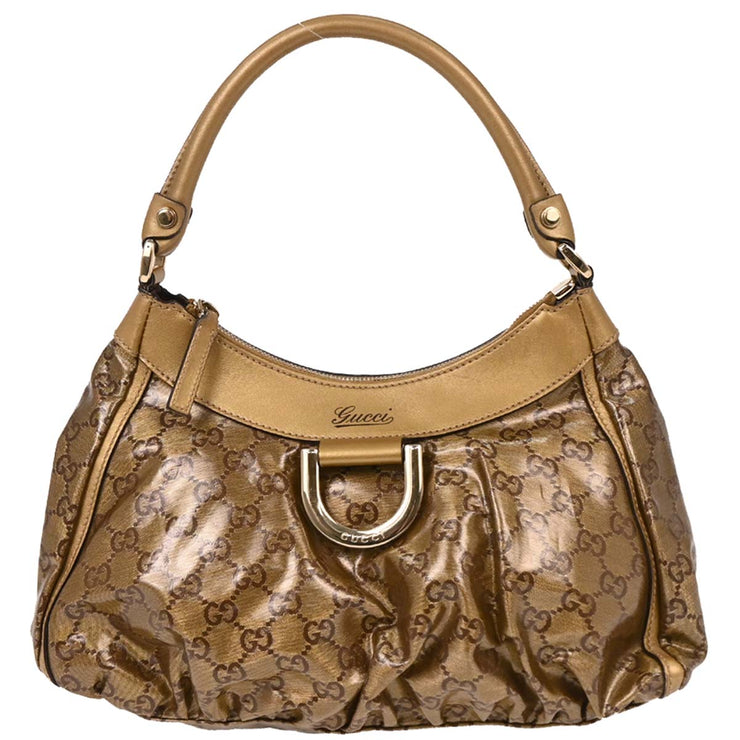 Gucci Gold PVC GG Hobo Abbey D Ring Handbag 190525 502752 AQ00048