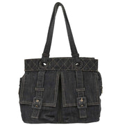 Chanel Navy Sparkling Denim Tote Handbag AQ00056