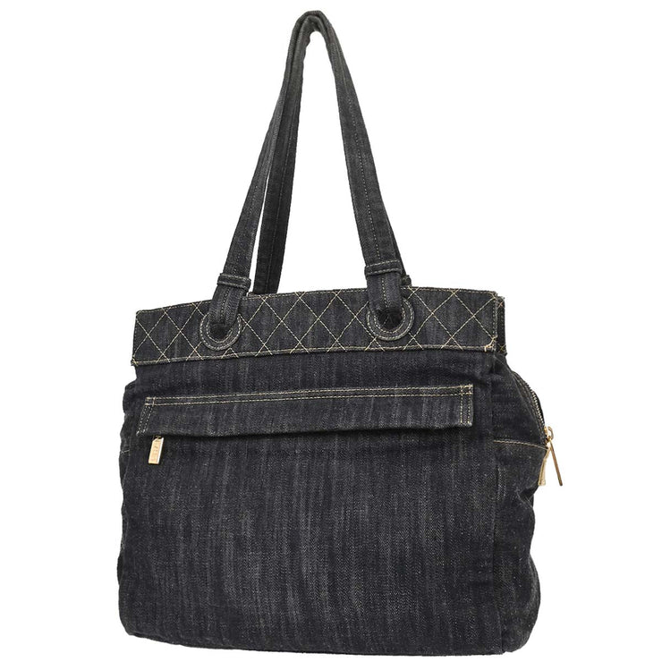 Chanel Navy Sparkling Denim Tote Handbag AQ00056