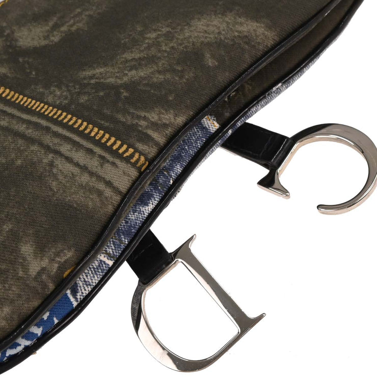 Christian Dior Light Blue Canvas Double Saddle Handbag RU0071 AQ00065