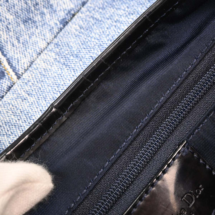 Christian Dior Light Blue Canvas Double Saddle Handbag RU0071 AQ00065
