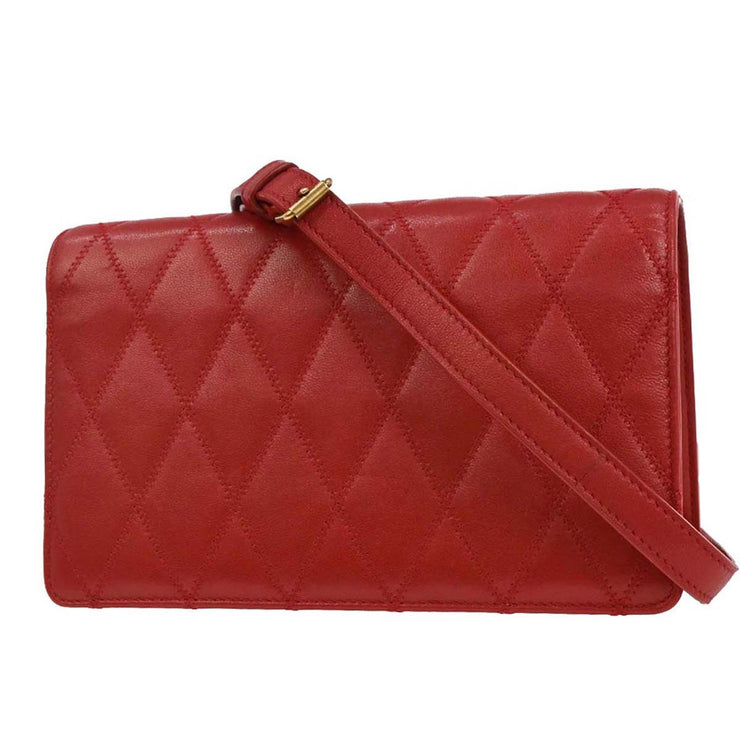 Saint Laurent Red Leather Shoulder Angie Chain Bag PLB568906.0119 AQ00071