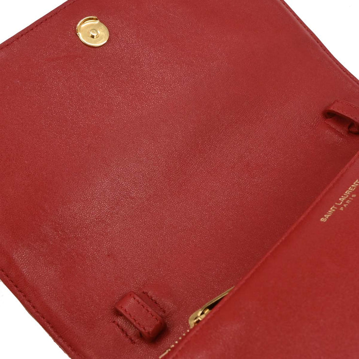 Saint Laurent Red Leather Shoulder Angie Chain Bag PLB568906.0119 AQ00071