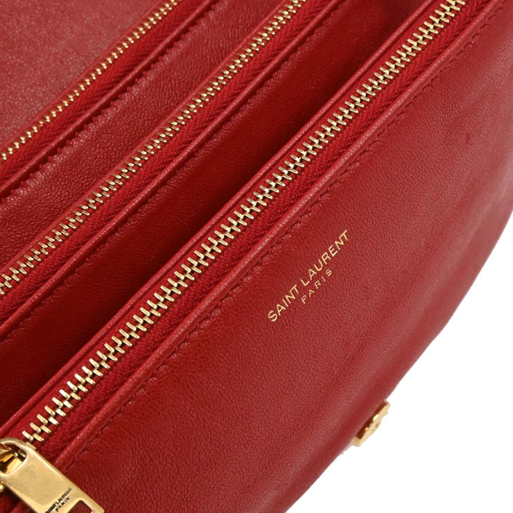 Saint Laurent Red Leather Shoulder Angie Chain Bag PLB568906.0119 AQ00071