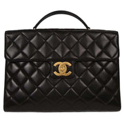Chanel Black Lambskin Briefcase Handbag AQ00078