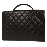 Chanel Black Lambskin Briefcase Handbag AQ00078
