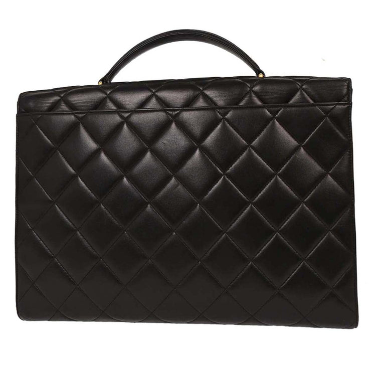 Chanel Black Lambskin Briefcase Handbag AQ00078