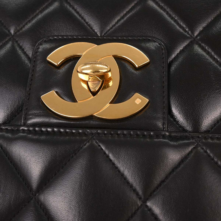 Chanel Black Lambskin Briefcase Handbag AQ00078