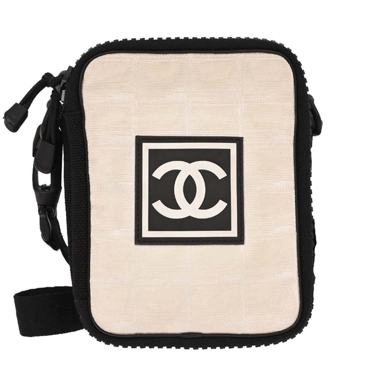 Chanel Black White Travel Line Crossbody Bag AQ00079
