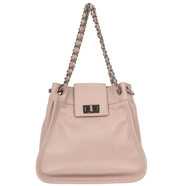 Chanel Light Pink Calfskin Mademoiselle Lock Shoulder Tote Bag AQ00080