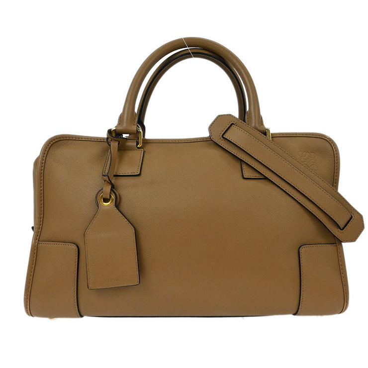 Loewe Brown Leather Amazona 36 2way Handbag 471703 AQ00081