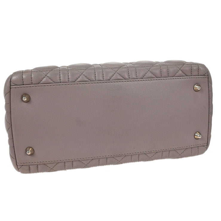 Christian Dior Light Gray Lambskin Lady Dior Cannage Handbag 02-MA-0161 AQ00093