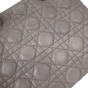 Christian Dior Light Gray Lambskin Lady Dior Cannage Handbag 02-MA-0161 AQ00093