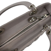 Christian Dior Light Gray Lambskin Lady Dior Cannage Handbag 02-MA-0161 AQ00093
