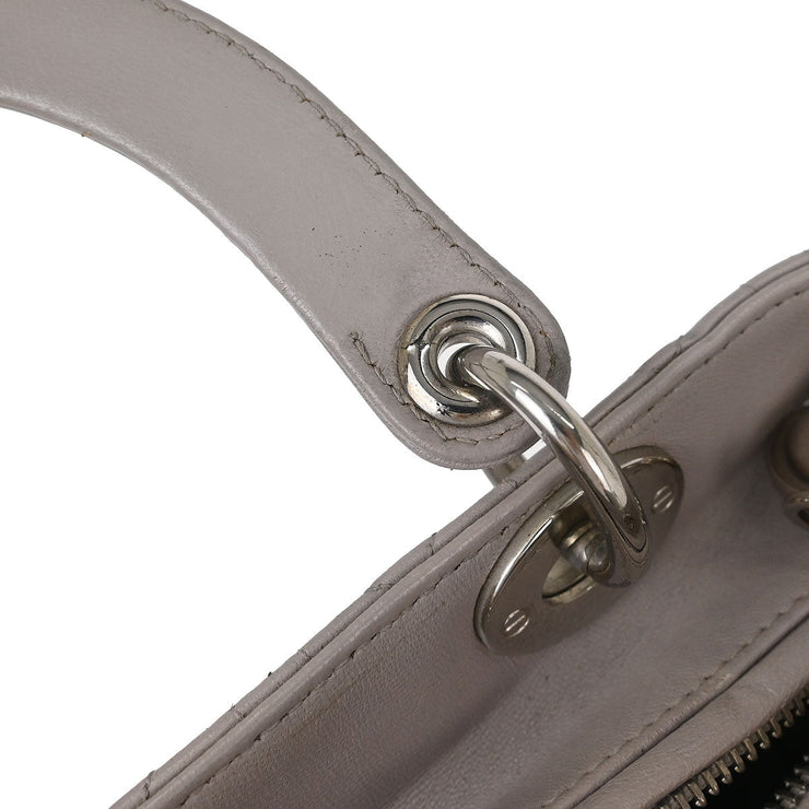 Christian Dior Light Gray Lambskin Lady Dior Cannage Handbag 02-MA-0161 AQ00093