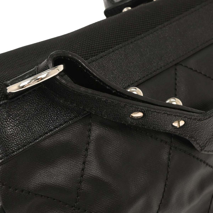 Chanel Black Calfskin Canvas Shoulder Bag AQ00096