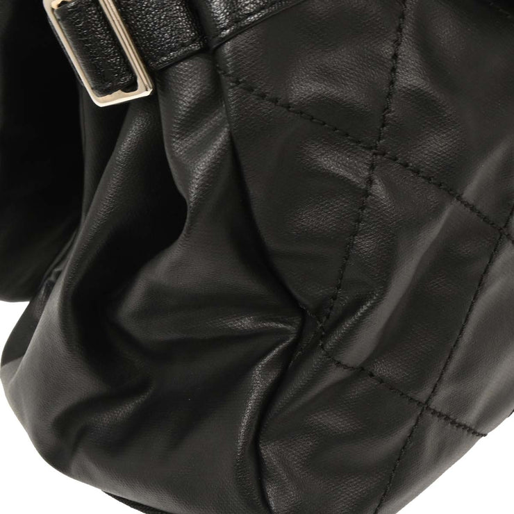Chanel Black Calfskin Canvas Shoulder Bag AQ00096