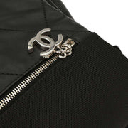 Chanel Black Calfskin Canvas Shoulder Bag AQ00096