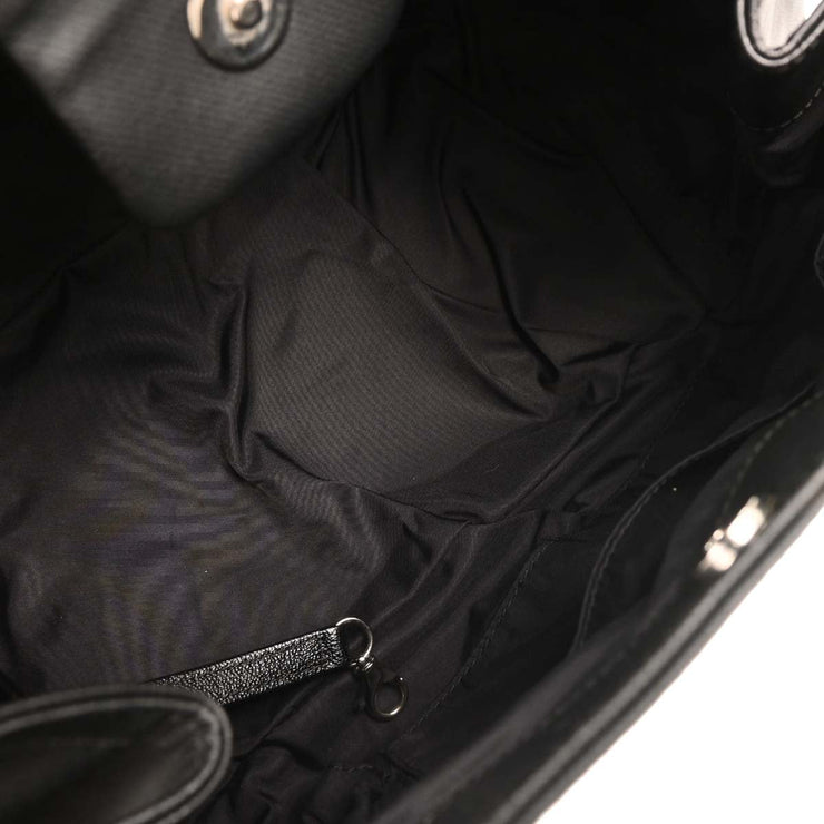 Chanel Black Calfskin Canvas Shoulder Bag AQ00096