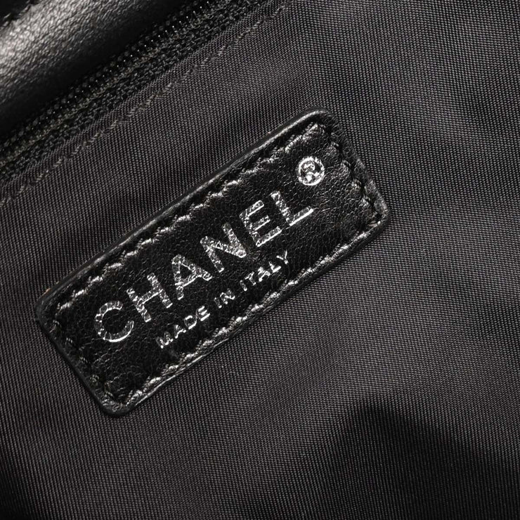 Chanel Black Calfskin Canvas Shoulder Bag AQ00096