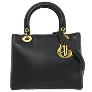 Christian Dior Black Calfskin Lady Dior 2way Handbag 05-MA-0072 AQ00098