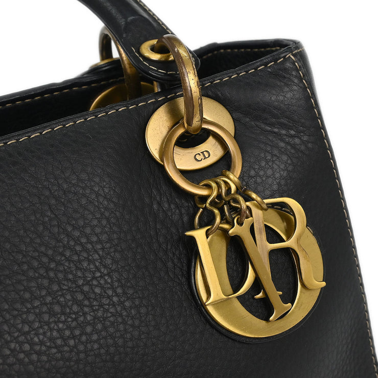 Christian Dior Black Calfskin Lady Dior 2way Handbag 05-MA-0072 AQ00098