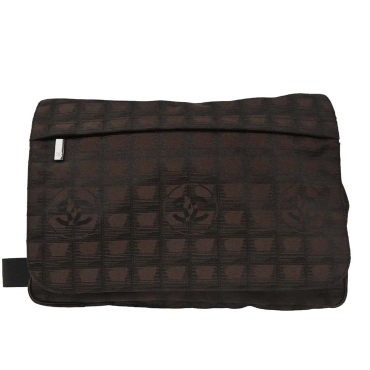 Chanel Brown Jacquard Nylon Travel Line Shoulder Bag AQ00099