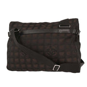 Chanel Brown Jacquard Nylon Travel Line Shoulder Bag AQ00099
