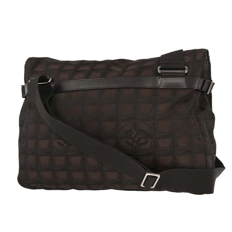 Chanel Brown Jacquard Nylon Travel Line Shoulder Bag AQ00099