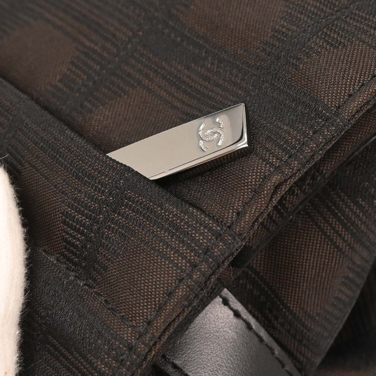 Chanel Brown Jacquard Nylon Travel Line Shoulder Bag AQ00099