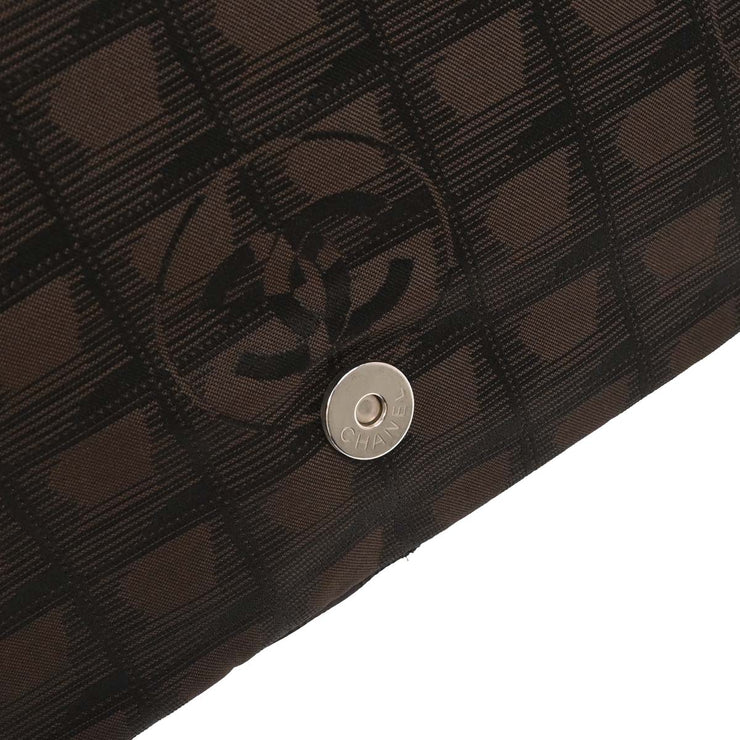 Chanel Brown Jacquard Nylon Travel Line Shoulder Bag AQ00099