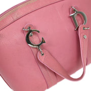Christian Dior Pink Leather Embroidered Flower Tote Handbag 07-BO-0095 AQ00116